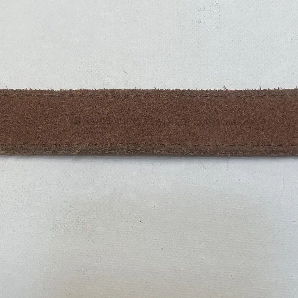 FRYE Brown Leather Ring Keeper Belt Medium Triple Loop Buckle Boho Western 1